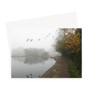 FOGGY TOOTING COMMON POND BIRDS Greeting Card - Amy Adams Photography