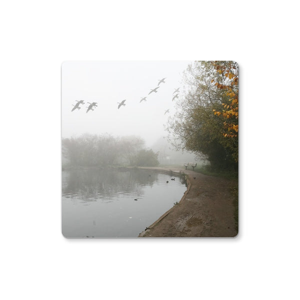 FOGGY TOOTING COMMON POND BIRDS Coaster - Amy Adams Photography