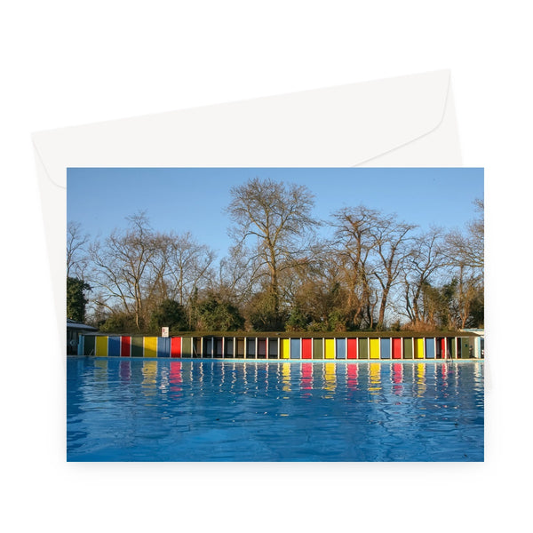 TOOTING BEC LIDO WITH TREES Greeting Card - Amy Adams Photography