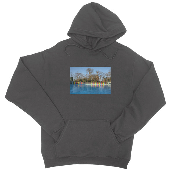 TOOTING BEC LIDO WITH TREES College Hoodie - Amy Adams Photography