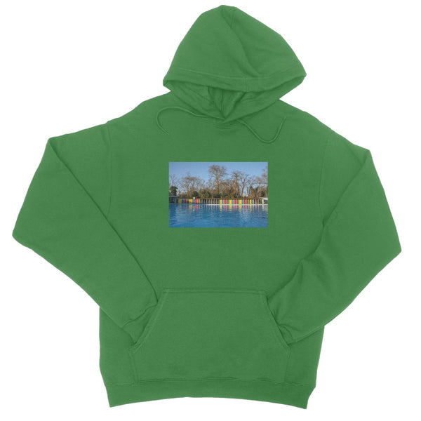 TOOTING BEC LIDO WITH TREES College Hoodie - Amy Adams Photography