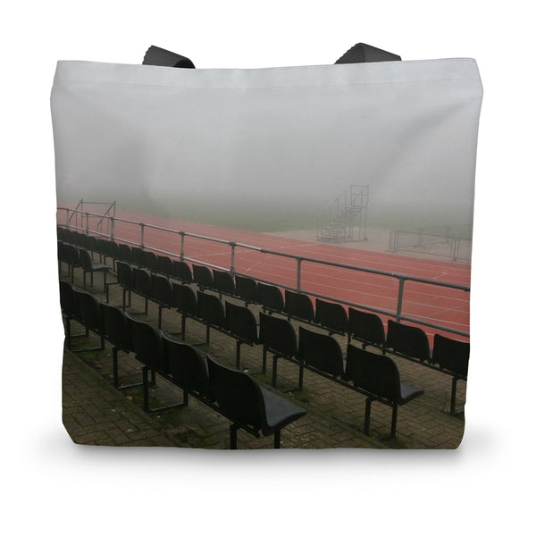 FOGGY ATHELETIC TRACK Canvas Tote Bag - Amy Adams Photography