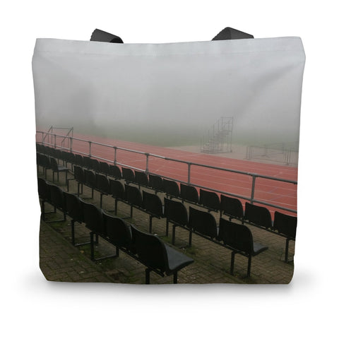 FOGGY ATHELETIC TRACK Canvas Tote Bag - Amy Adams Photography