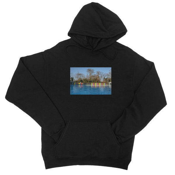 TOOTING BEC LIDO WITH TREES College Hoodie - Amy Adams Photography