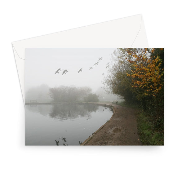 FOGGY TOOTING COMMON POND BIRDS Greeting Card - Amy Adams Photography