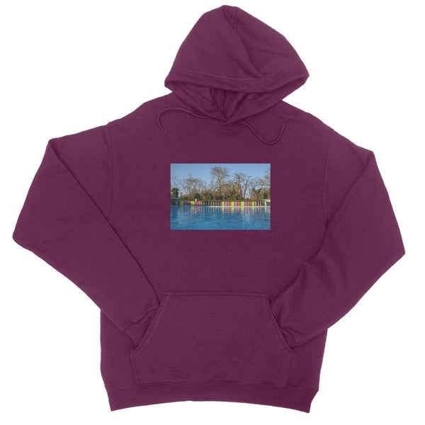 TOOTING BEC LIDO WITH TREES College Hoodie - Amy Adams Photography