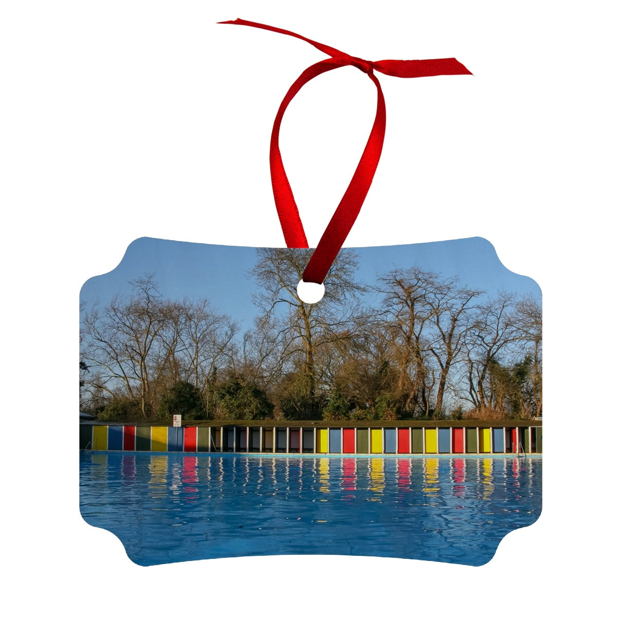 TOOTING BEC LIDO WITH TREES Wood Ornament - Amy Adams Photography