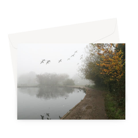 FOGGY TOOTING COMMON POND BIRDS Greeting Card - Amy Adams Photography