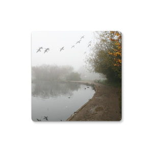 FOGGY TOOTING COMMON POND BIRDS Coaster - Amy Adams Photography