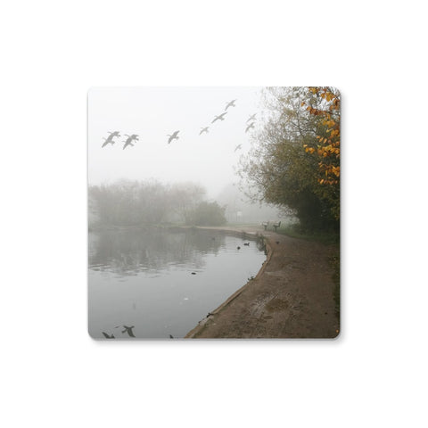 FOGGY TOOTING COMMON POND BIRDS Coaster - Amy Adams Photography