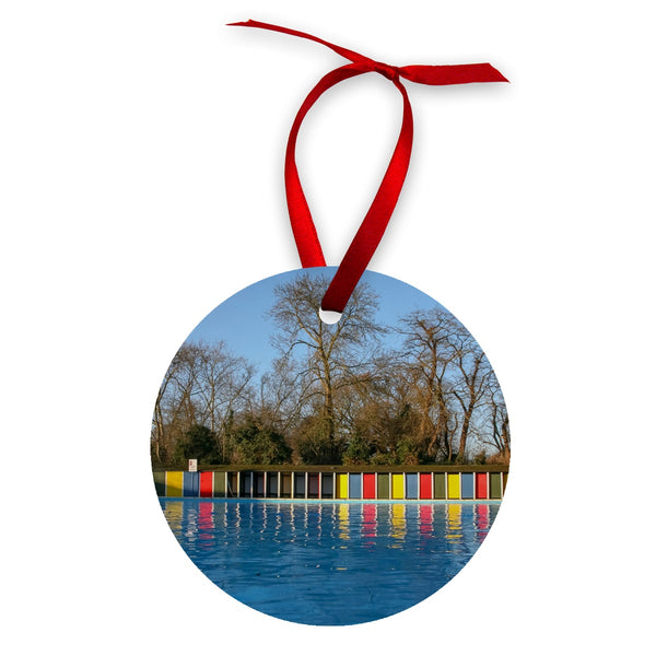TOOTING BEC LIDO WITH TREES Wood Ornament - Amy Adams Photography