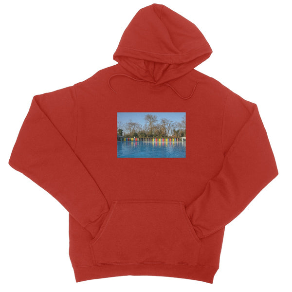 TOOTING BEC LIDO WITH TREES College Hoodie - Amy Adams Photography